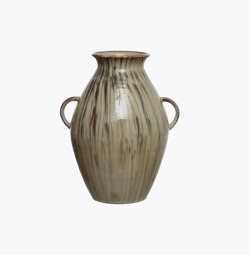 Jarrón verde de gres con magos