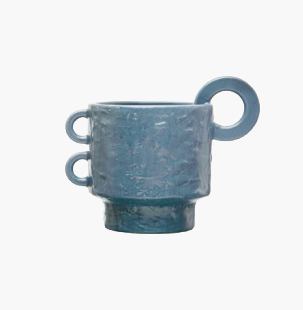 Jarrón azul con agarradera