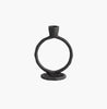 Portavelas circulo negro, metal 8"