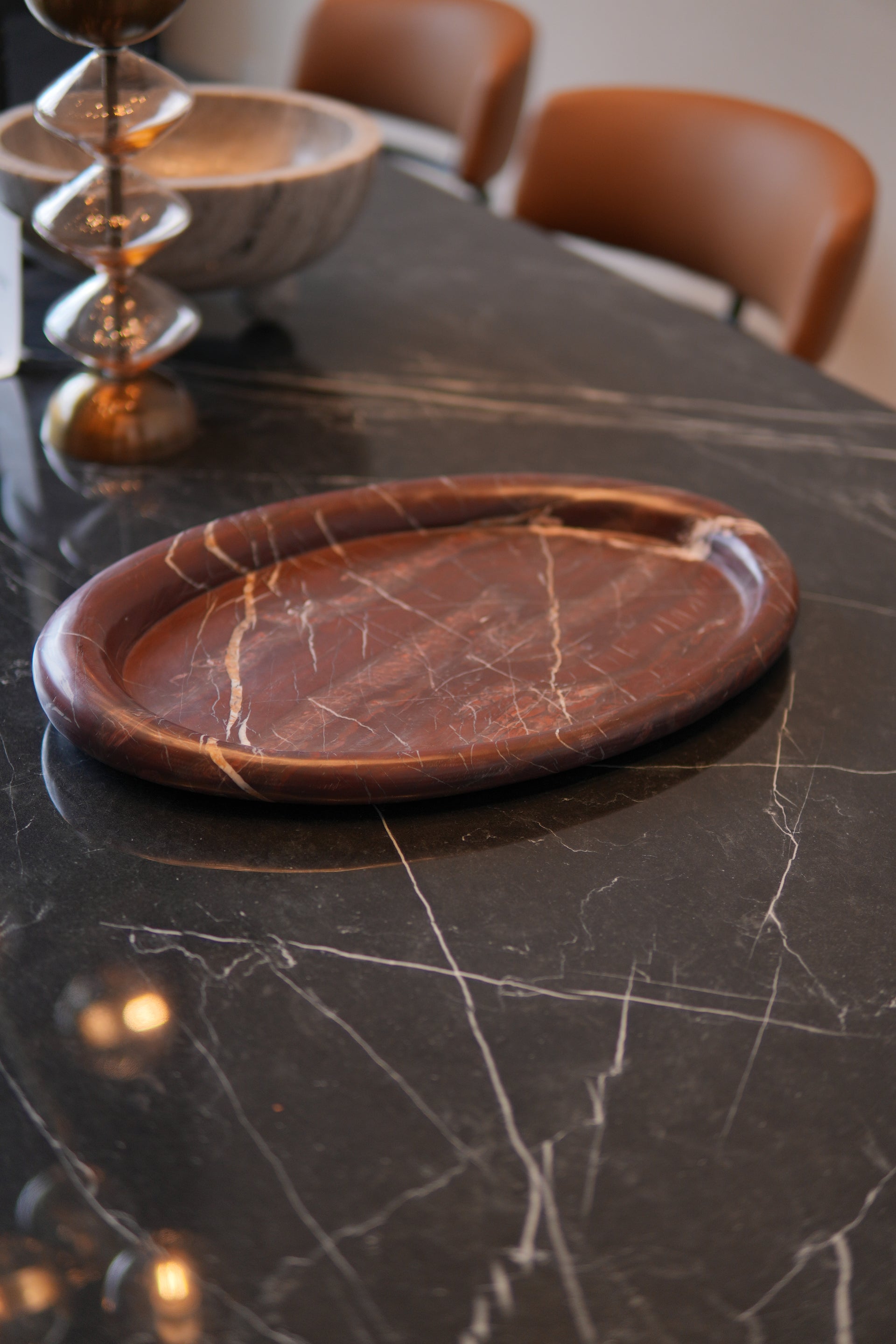 Bandeja de mármol rojo